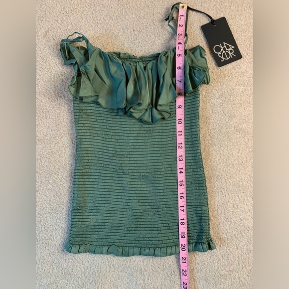 Chaser Green Ruffle Tank Top Women Size XS - Picture 4 of 5